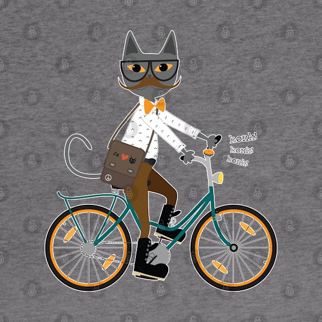 hipster cat on a bicycle by uncutcreations